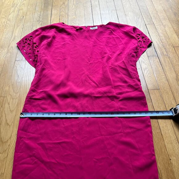 Rene Ruiz Size 16 NEW Hot Berry Pink Cocktail Lace Cutout Cap Sleeve Crepe Dress - Picture 9 of 11